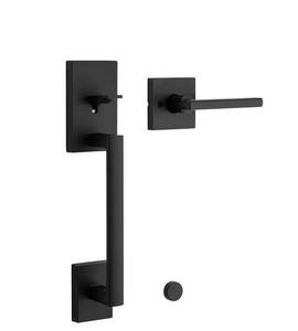 Kwikset San Clemente Matte Black Door Handleset with Halifax Square Door Handle with Microban Antimicrobial Technology (retail pce $109)