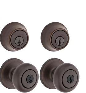 Kwikset Cove Venetian Bronze Keyed Entry Door Knob and Single Cylinder Deadbolt Project Pack featuring SmartKey and Microban (retail price $64) 