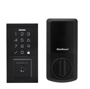 Kwikset SmartCode 270 Contemporary Matte Black Touchpad Single Cylinder Electronic Deadbolt Featuring SmartKey Security AS-IS