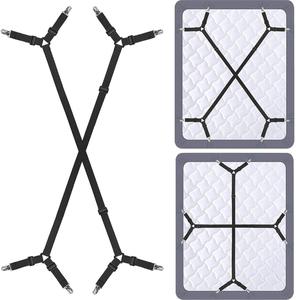 Pack of 2, Siaomo Bed Sheet Holder Straps, Black