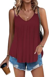 Zeagoo Women Flowy Tank Tops Casual Summer, Dusty Pink