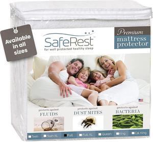 SafeRest 100% Waterproof Mattress Protector - Fitted with Stretchable Pockets, Full Size 