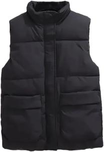 Rfmfkkg Women Slim Cotton Vests Casual Warm Sleeveless Coats, Medium, Black
