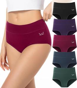Pack of 5, RUIXUE Women&#39;s Underwear High Waisted Ladies Cotton Panties Breathable, Size L