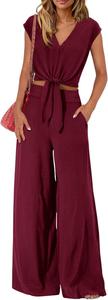 PRETTYGARDEN Women&#39;s Summer 2 Piece Outfits 2025, Small, Dark Wine Red