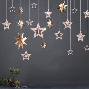 Decor365 Champagne Gold Star Garlands Hanging Twinkle Little Star Decorations, Gold 