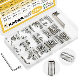 (Retail $68.51) Kadrick 304 Stainless Steel Set Screws, 275 Pcs Metric Set Screws , M3-M8, 3mm-16mm Lengths 