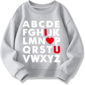 XFSJGNA Boys Valentines Day Sweatshirts for Toddler, 4Y, Gray