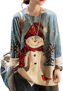YESNO Women Christmas Sweater, XXL