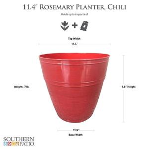 Southern Patio Rosemary 11.4 in. x 9.8 in. Chili High-Density Resin Planter Fits 10 in. Drop N&#39;Bloom _ AN668