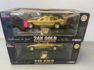 (Retail $50) NASCAR Racing Champions 1:24 Scale Die Cast Stock Cars (#11 &#38; #35Cars) Gold