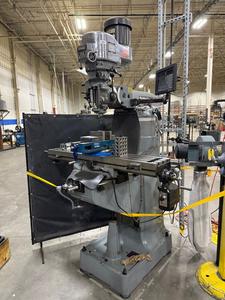 Bridgeport Milling Machine with Kurt Precision Machine Vise and Upgraded Newall Digital Readout Model DP700 69&#34;x56&#34;x94&#34;, and Protetion Screen 