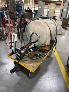 35 Gallon Pump Sprayer on Cart (Note Says Leaks Out Handle When Running)