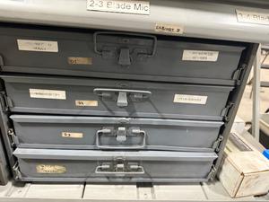 Four Drawer Parts Bin with Assorted Master Rings