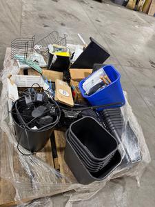 Pallet of Trash Cans, Office Supplies, Wireless Keyboards and More