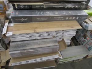PARTIAL PALLET WITH CORSO ITALIAN SELVA ALMOND PORCELAIN /HOME LEGEND COFFEE WHITE OAK WOOD FLOORING / DALTILE PORCELAIN SOME OF EACH PRODUCT AS IS