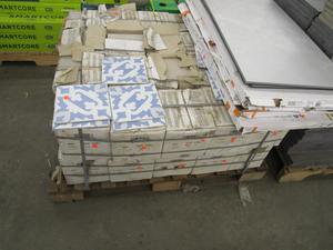 PARTIAL PALLET WITH SEVERAL BOXES LIFEPROOF GRANDVIEW MARBLE VINYL &#38; APOLLO DECO 8 BY 8 IN. BLUE PATTERN TILES