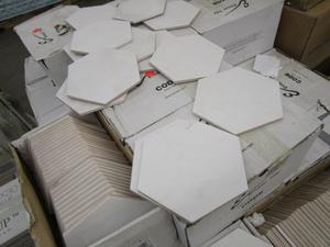 FULL PALLET  EMSER SMOOTH WHITE HEXAGON TILES 5.91 BY 6.90 IN. AS IS 