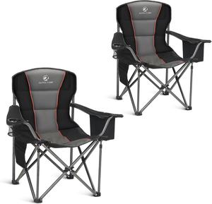(Retail $119.99) Pack of 2 Alpha Camp Oversized Camping Folding Chair - Black