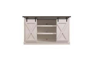 (Retail $236.16) Bell&#39;O Cottonwood 54 in. Old Wood White TV Stand Fits TVs Up to 60 in. with Storage Doors
