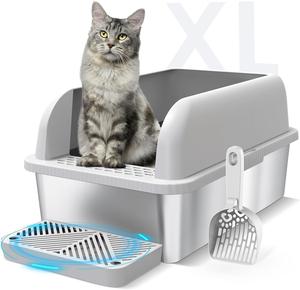 (Retail $52.99) Enclosed Stainless Steel Cat Litter Box - Silver/Light Gray, 23.6&#34;x16&#34;x12&#34;