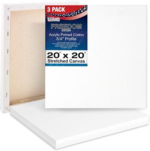 Pack of 3 Stretched Canvas - White, 20&#34;x20&#34;