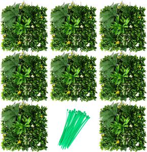 UV-Resistant Artificial Hedge Grass Wall Panels 8-Pieces, 20&#34;x20&#34;