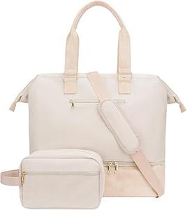 Weekend Bag with Shoe Compartment - Beige
