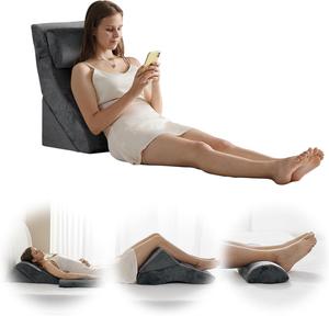 Qirroboni 3 Piece Orthopedic Bed Wedge Pillow Set, Charcoal Grey