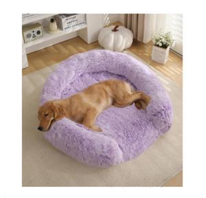 Huraty Calming Dog Bed for Medium &#38; Large Dogs, Lilac