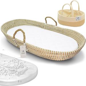 ZEAL&#39;N LIFE Baby Changing Basket with Diaper Caddy, Brown