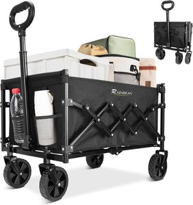 (Retail $79.99) RAINBEAN Collapsible Wagon Cart Foldable Heavy Duty Folding Wagon, Large Cap, 264lbs, Black