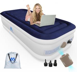 AUBOR MENTECH Twin Air Mattress with Built in Pump, 18 Inch, 330lb Max