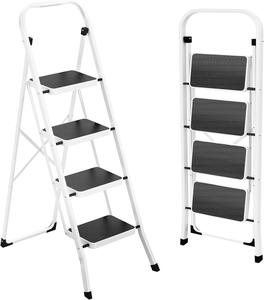 (Retail $54.99) HBTower 4 Step Ladder Folding Step Stool, 330lbs  Capacity, White