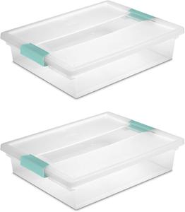 STERILITE 19638606 Large Clip Box Clear with Blue Aquarium Latches 