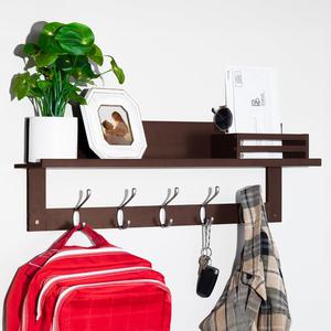Rack Wall Mount with Shelf, 29 Inch, Walnut