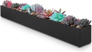 Modern Rectangular Planter, 32 Inch, Black