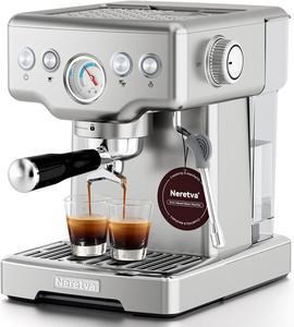 (Retail $179.99) Neretva Espresso Machine with Milk Frother, 1450W, Silver