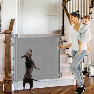 Cheeglu Reinforced Retractable Baby Gates - Gray, 55&#34;W x 35&#34;H