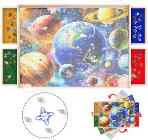 NORBASE Rotatable Puzzle Board with Drawers, 30&#39;&#39; x 22&#39;&#39;