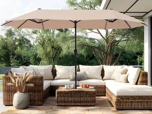 (Retail $143.99) PHI VILLA Umbrella with Crank - Beige, 13ft 