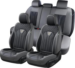 (Retail $149.72) FLORICH Leather Seat Covers - Gray&Black, Full Set
