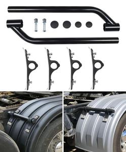 Black Poly Coated Fender Mounting Brackets Kit - Durable Adjustable Trailer Fender Brackets for Dump Trucks Flatbed Trucks Dual Rear Wheels Semi Truck Fender Accessories (One Side)