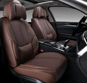 Coverado Universal Seat Covers Front, 2-Pack Universal Seat Covers for Cars, Waterproof Nappa Leather Car Seat Covers with Head Pillow, Auto Protectors Fit for Most Sedans SUV Pick-up Truck-Brown