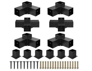 Jexaline Heavy Alloy Steel Pergola Kit with 3-Way Brackets for 4&#34;x 4&#34; (Actual 3.6&#34; X 3.6&#34;) Lumber&#65292;DIY Pergola Brackets Suitable for Pergolas&#65292;Gardens&#65292;and Metal Gazebo Kits - Includes Screws