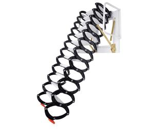 11.5ft Wall Mounted Attic Extension Ladder 14 Steps Pull Down Loft Wall Ladder Folding Stairs with Armrests Black Al-Mg Alloy