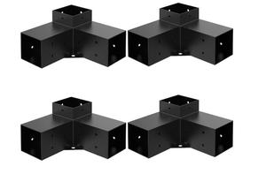 Vlaeng Pergola Kit T Shaped 6x6(Actual: 5.7&#34;x5.7&#34;)-4 Pack Pergola Brackets 6x6-3 Way DIY Woodworks Gazebo Brackets Kit with Screws for Wood Beams-Elevated Wood Stand T Brackets for Sunroom Carport Cabin