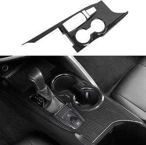 XITER 1Pcs ABS Carbon Fiber Black Gear Shift Knob Console Panel Trims Cover Cup Holder Decor Sticker for Toyota Camry LE SE TRD SE 2018 2019 2020 2021 2022 2023 2024-Without Seat Heater Switch