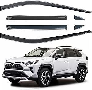 New | *Side Window Visor 6 Piece Set for Toyota RAV4 2019 2020 2021 2022 2023 2024 Safe RAIN Out-Channel Guard Deflector Window Deflectors Vent Deflectors (RAV4 19-24 6-Piece Set Chrome)