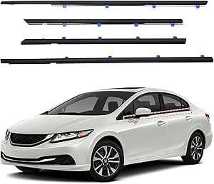 New | *Car Window Weather Stripping Molding Trim Belt,Compatible with Honda Civic 2012-2015 4-Door Sedan,Replace#72450-TR0-A01 72410-TR0-A01 72950-TR0-A01 72910-TR0-A01